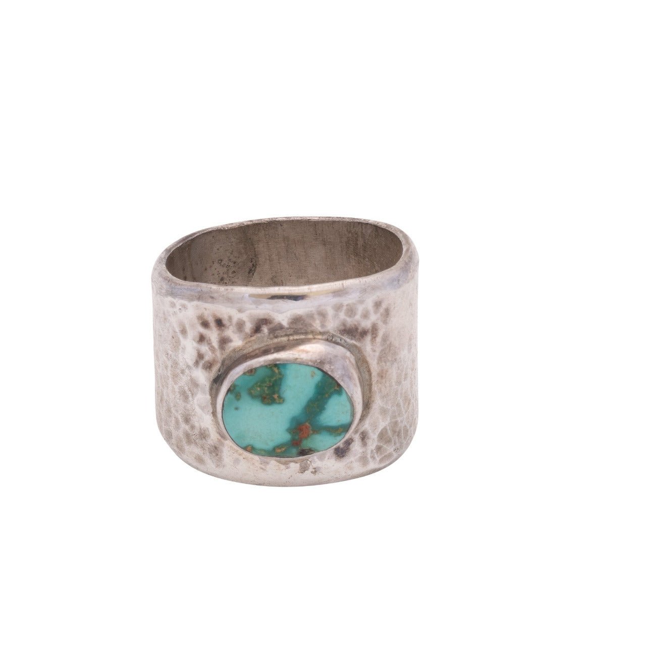 Hand Hammered Sterling Silver and Turquoise Ring By Brett Bastien - Turquoise & Tufa