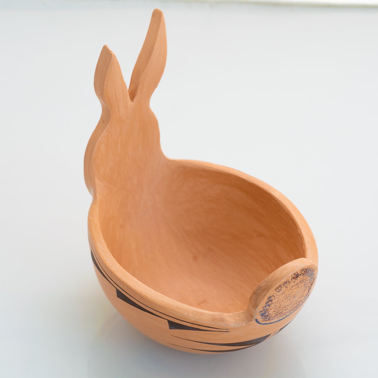 Handmade Easter Bunny Hopi Pottery Bowl By Kathleen Collateta - Turquoise & Tufa