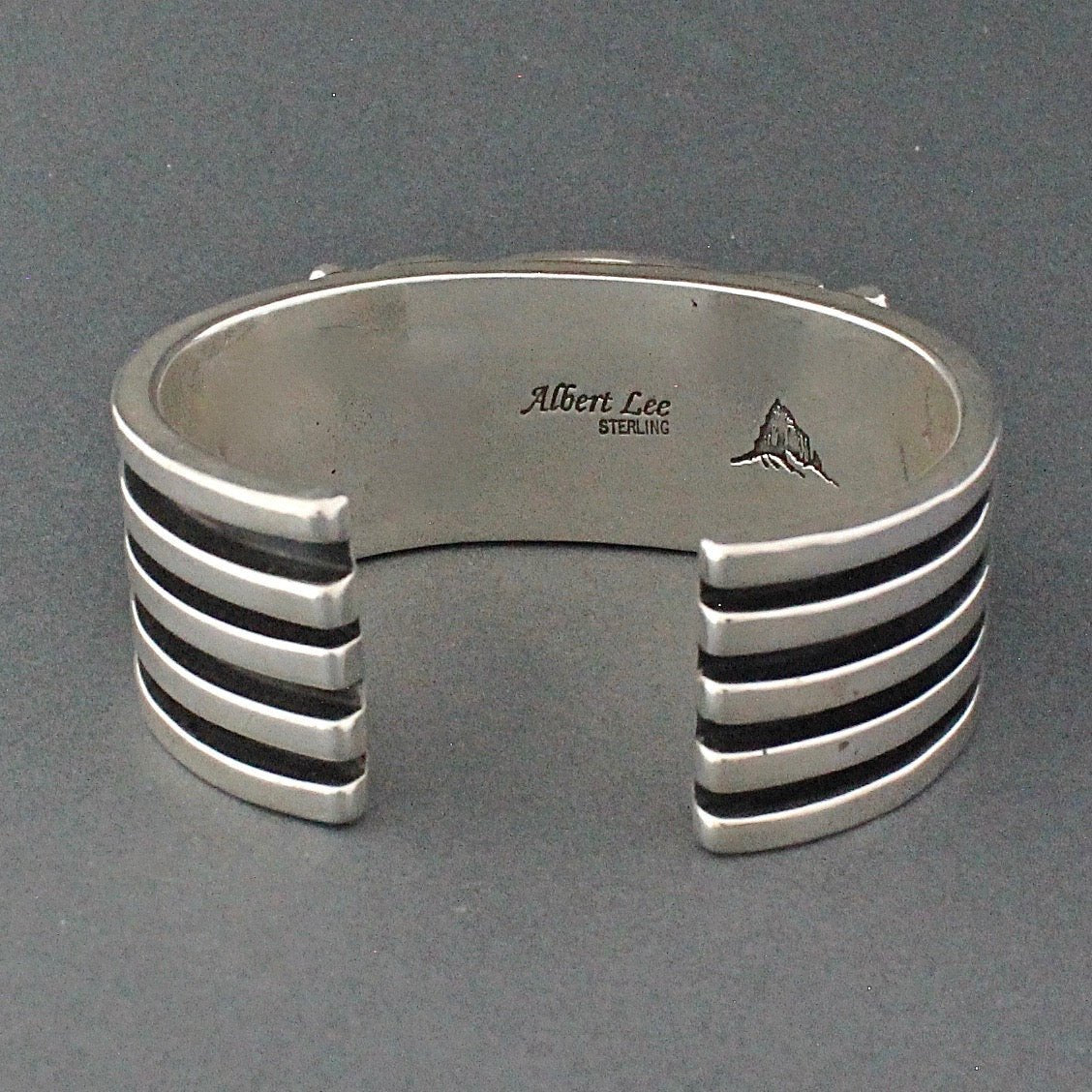 Heavy Silver Bracelet With Spiny Oyster By Albert Lee - Turquoise & Tufa