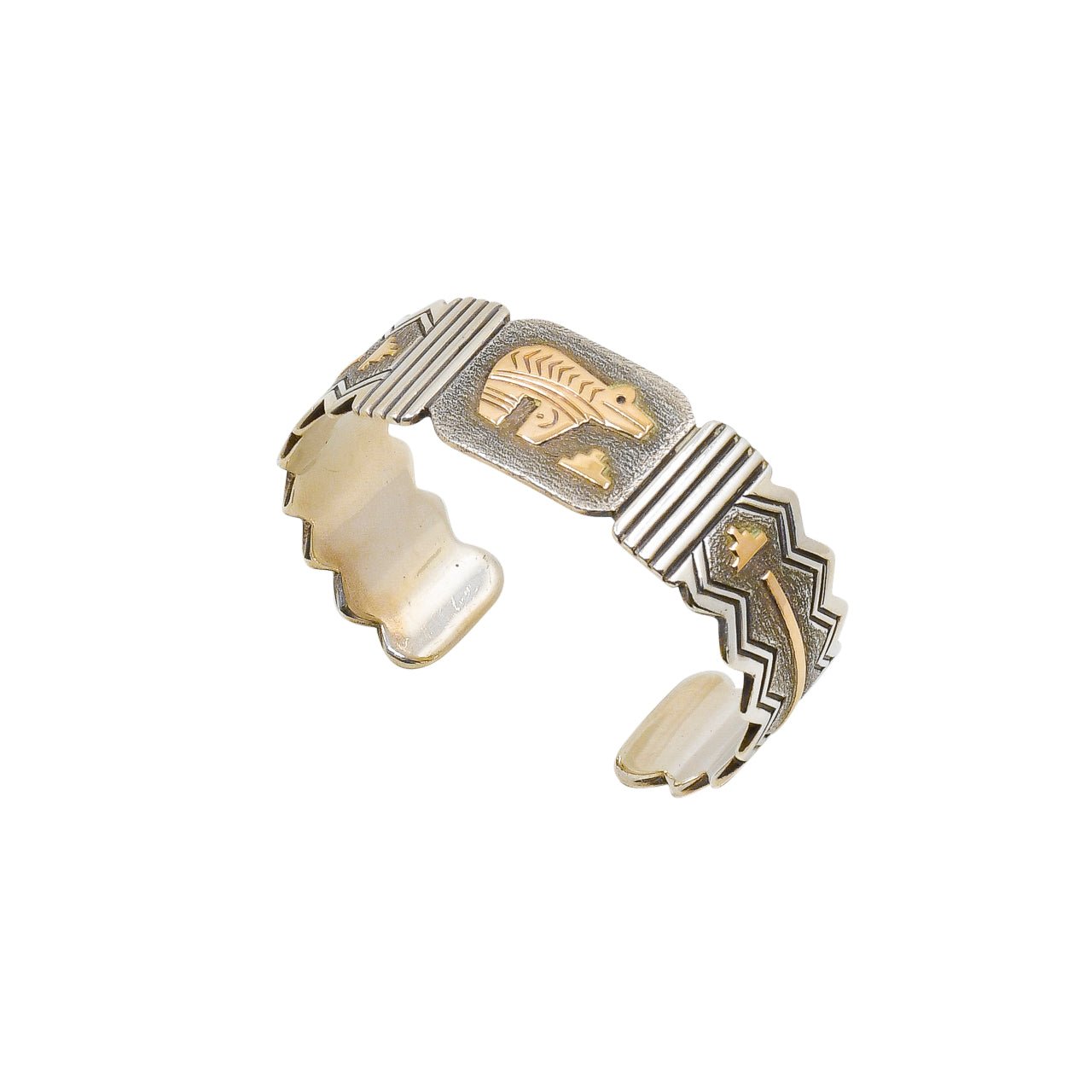 Jack Tom Spirit Bear Bracelet of Silver and 14kt Gold - Turquoise & Tufa