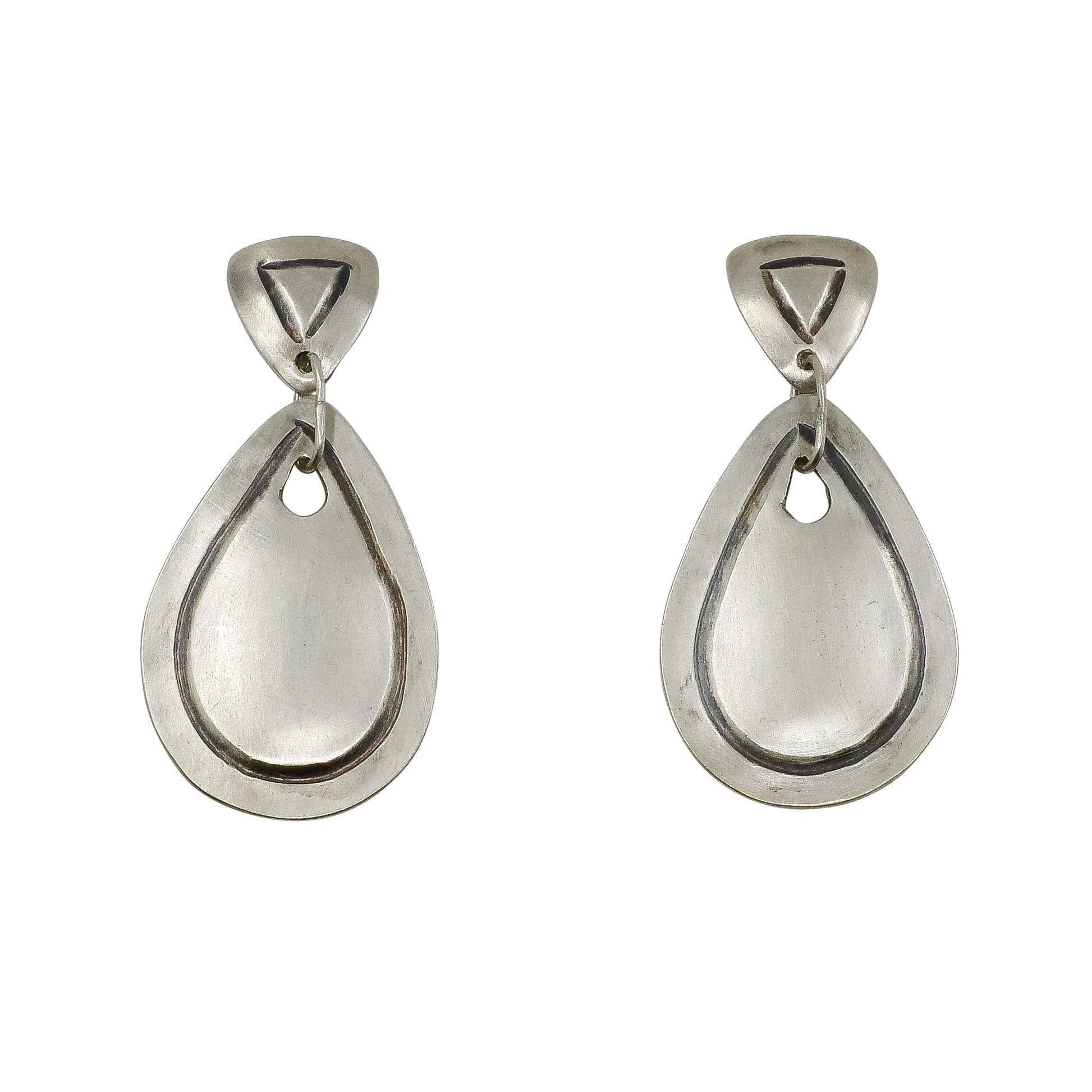 James Faks Dangle Earrings of Sterling Silver - Turquoise & Tufa
