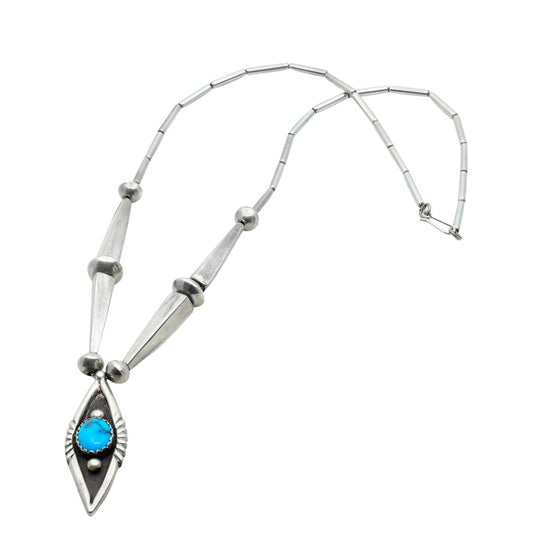 Joe H. Quintana Necklace of Silver & Turquoise - Turquoise & Tufa