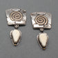 Jolene Eustace Dangle Earrings of Silver, 18kt Gold and Fossilized Ivory - Turquoise & Tufa