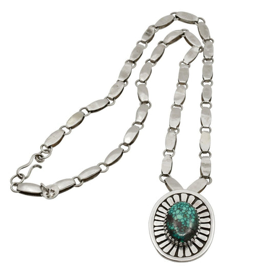 Julian Lovato Necklace of Silver and Turquoise - Turquoise & Tufa