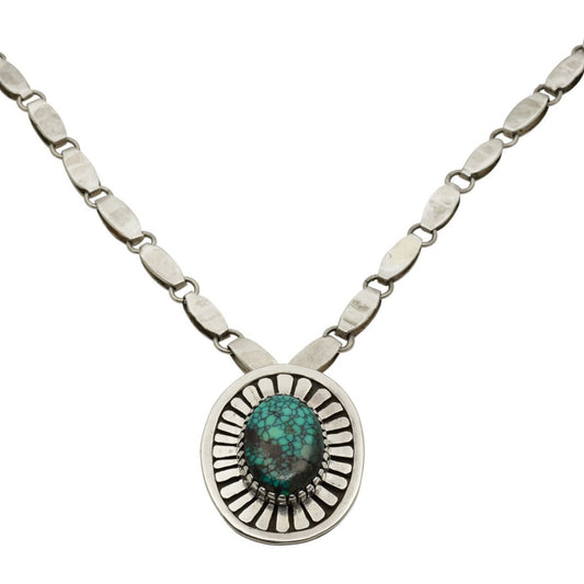 Julian Lovato Necklace of Silver and Turquoise - Turquoise & Tufa