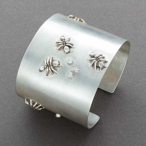 Keri Ataumbi Silver Bracelet with Diamonds and Ants - Turquoise & Tufa