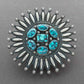 Large Navajo Starburst Pin With Fine Natural Spiderweb Turquoise - Turquoise & Tufa