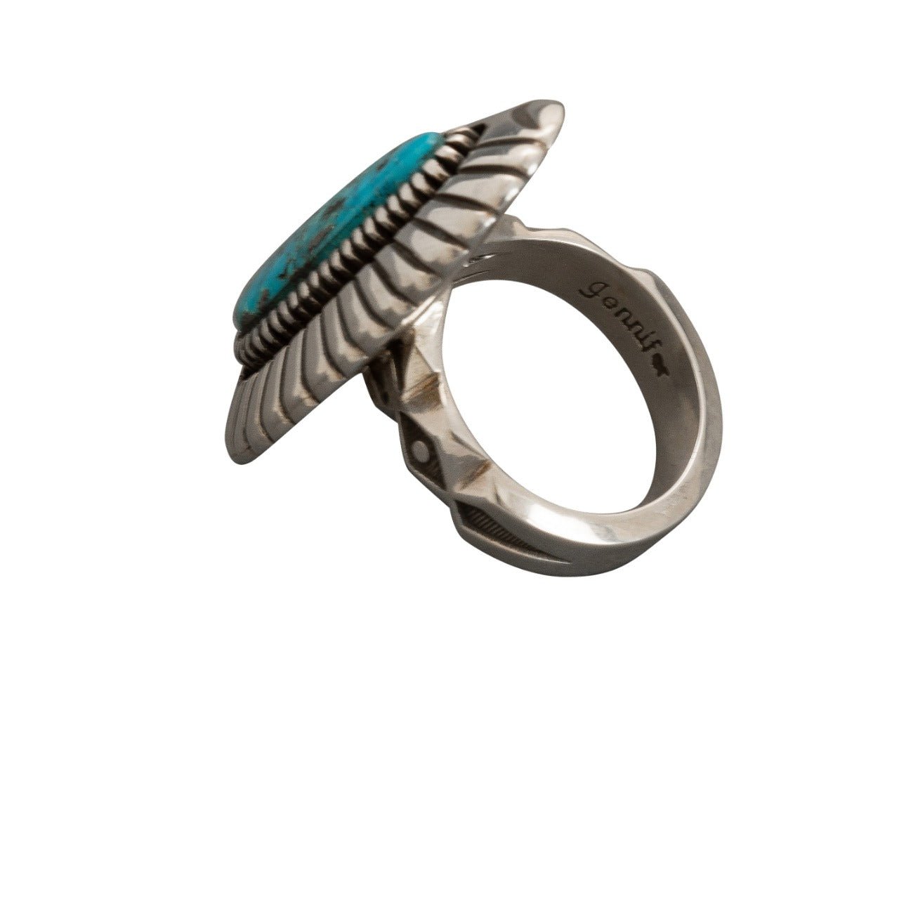 Large Ring by Jennifer Curtis of Natural Morenci Turquoise - Turquoise & Tufa