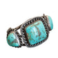 Large Vintage Chunky Turquoise Bracelet Of Pueblo Origin - Turquoise & Tufa