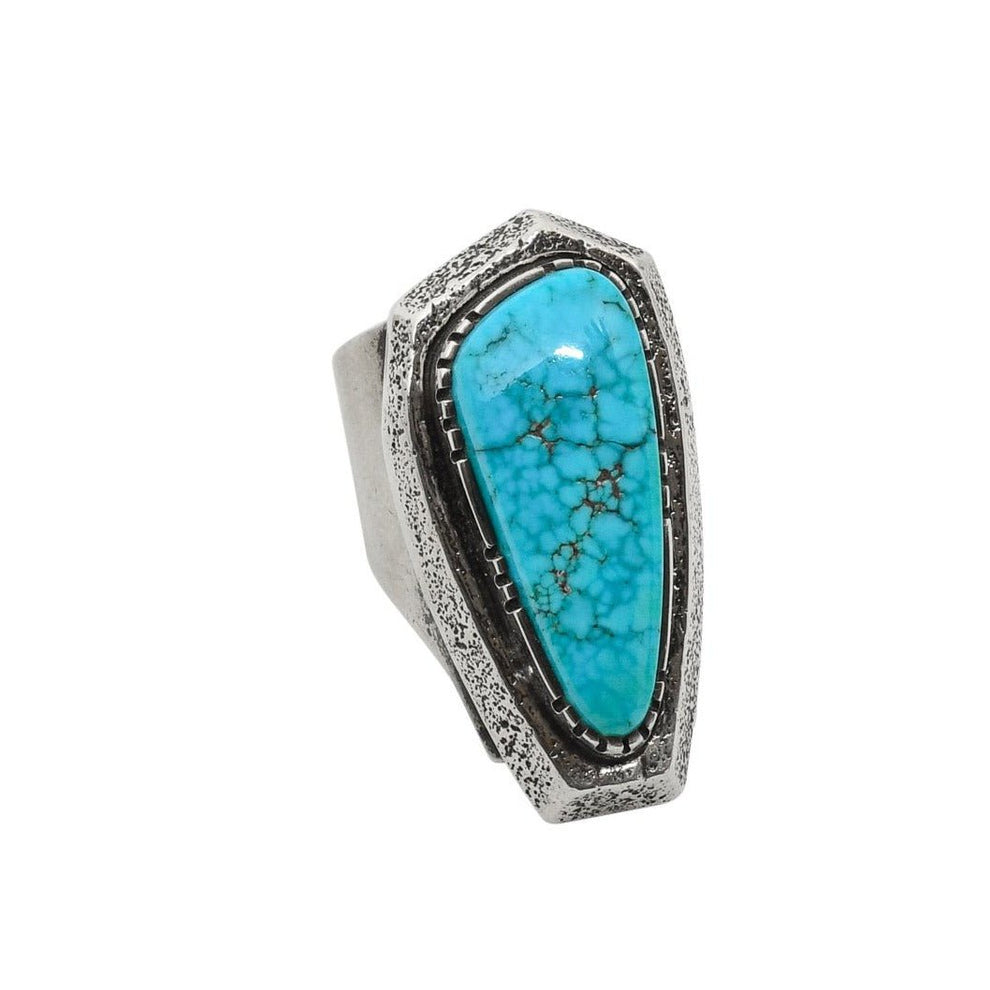 Larry Golsh Ring of Natural Turquoise – Turquoise & Tufa