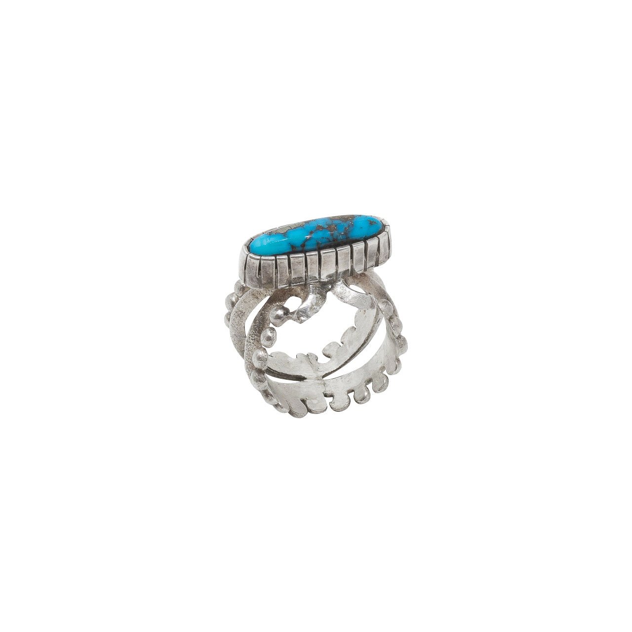 Lorenzo Shirley Ring of Morenci Turquoise - Turquoise & Tufa