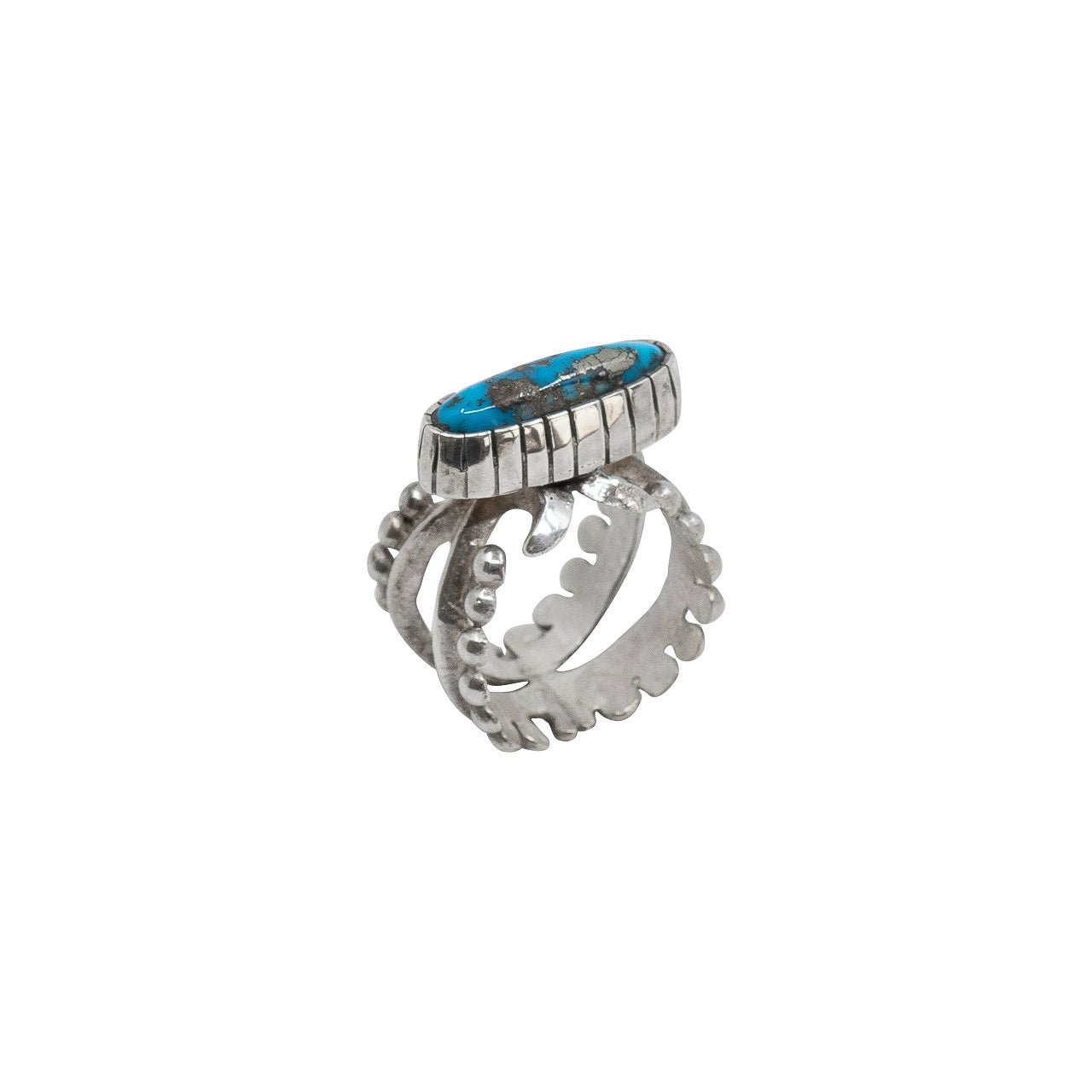 Lorenzo Shirley Ring of Morenci Turquoise - Turquoise & Tufa