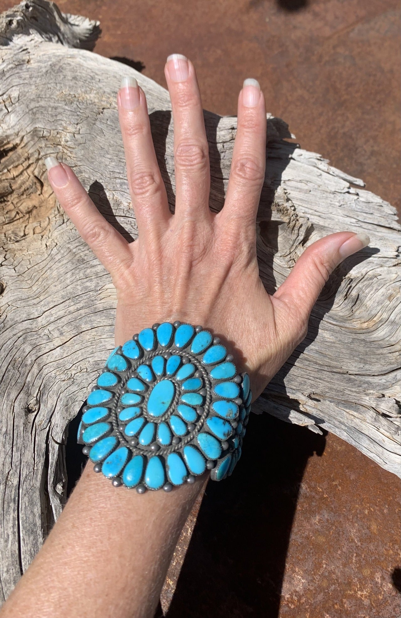 Paul Livingston (Navajo) 20 Stone Sleeping Beauty Turquoise Bracelet