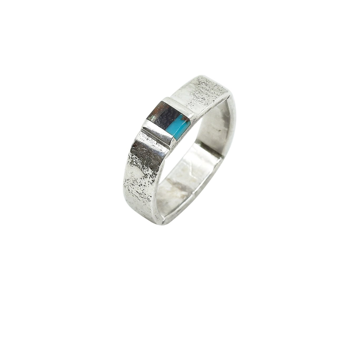 Lyndon Tsosie Contemporary Inlay Band Ring - Turquoise & Tufa