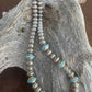 Mary Marie Lincoln Yazzie Silver Beads With Turquoise Inlay - Turquoise & Tufa