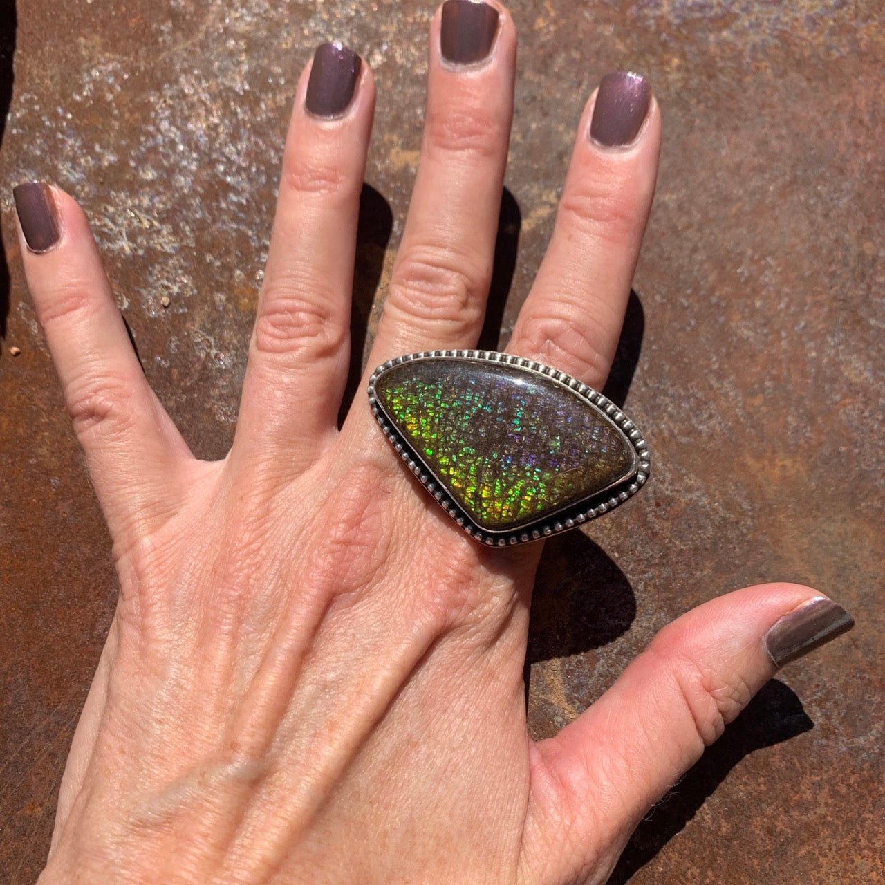 Mexican Fire Opal Ring By Glenda Loretto - Turquoise & Tufa