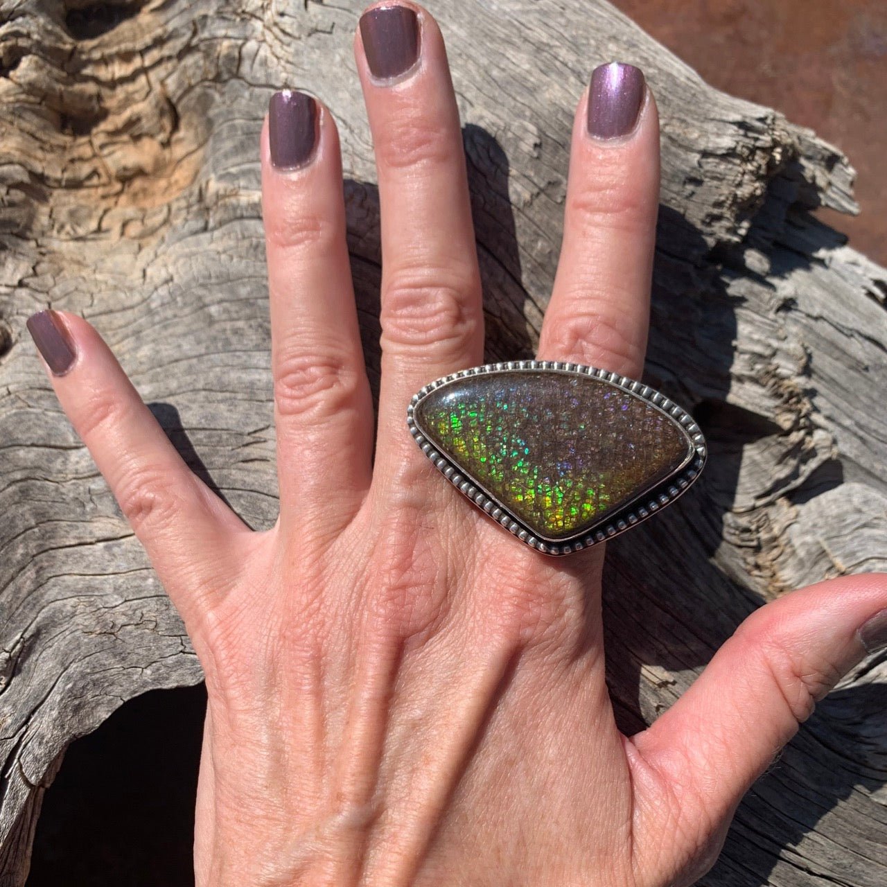 Mexican Fire Opal Ring By Glenda Loretto - Turquoise & Tufa