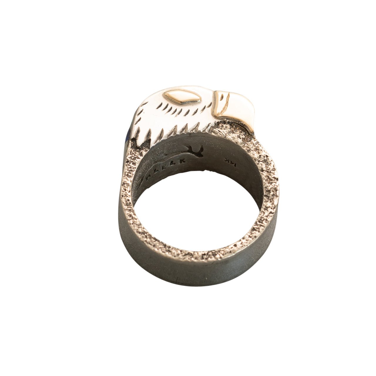 Michael Little Elk Ring of Inlay Eagle - Turquoise & Tufa
