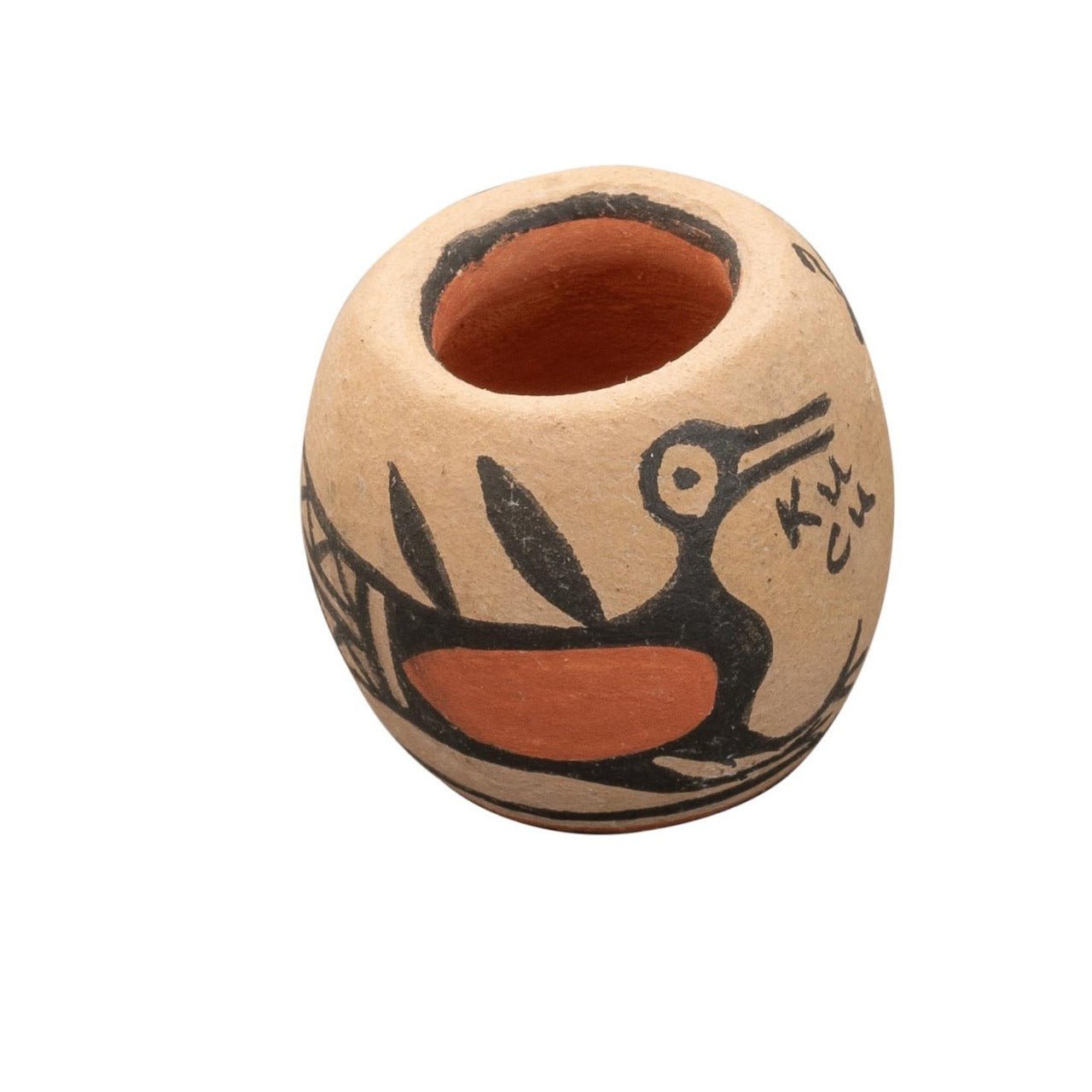 Miniature Bird Jar By Terry Reano of Kewa Pueblo - Turquoise & Tufa