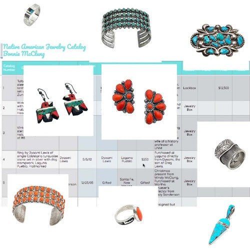 Native American Jewelry Collection Spreadsheet - Turquoise & Tufa