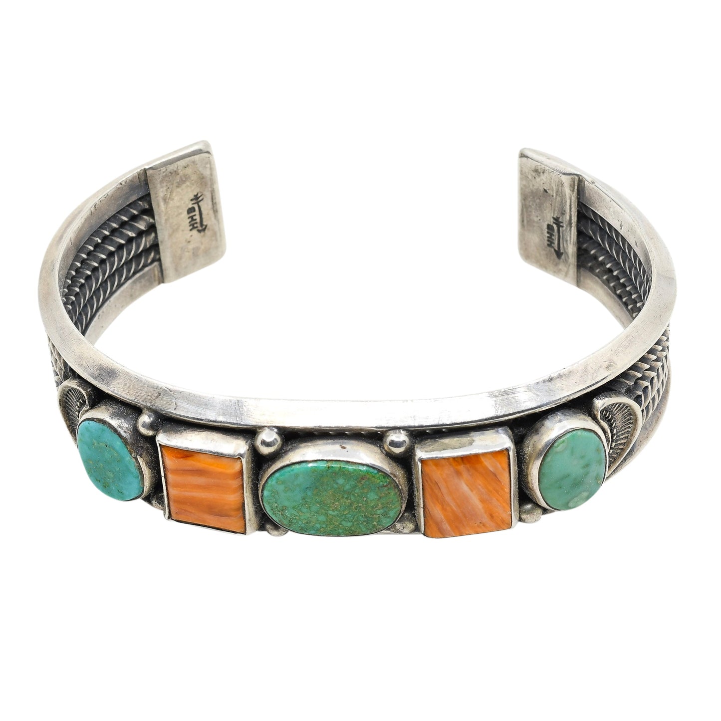 Navajo Harry H. Begay Bracelet of Turquoise and Spiny Oyster - Turquoise & Tufa