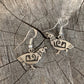 Navajo Overlay Silver Earrings of Quail By Irvin Gene - Turquoise & Tufa