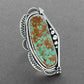 Navajo Ring with Elongated Turquoise Stone and Silver Arrow - Turquoise & Tufa