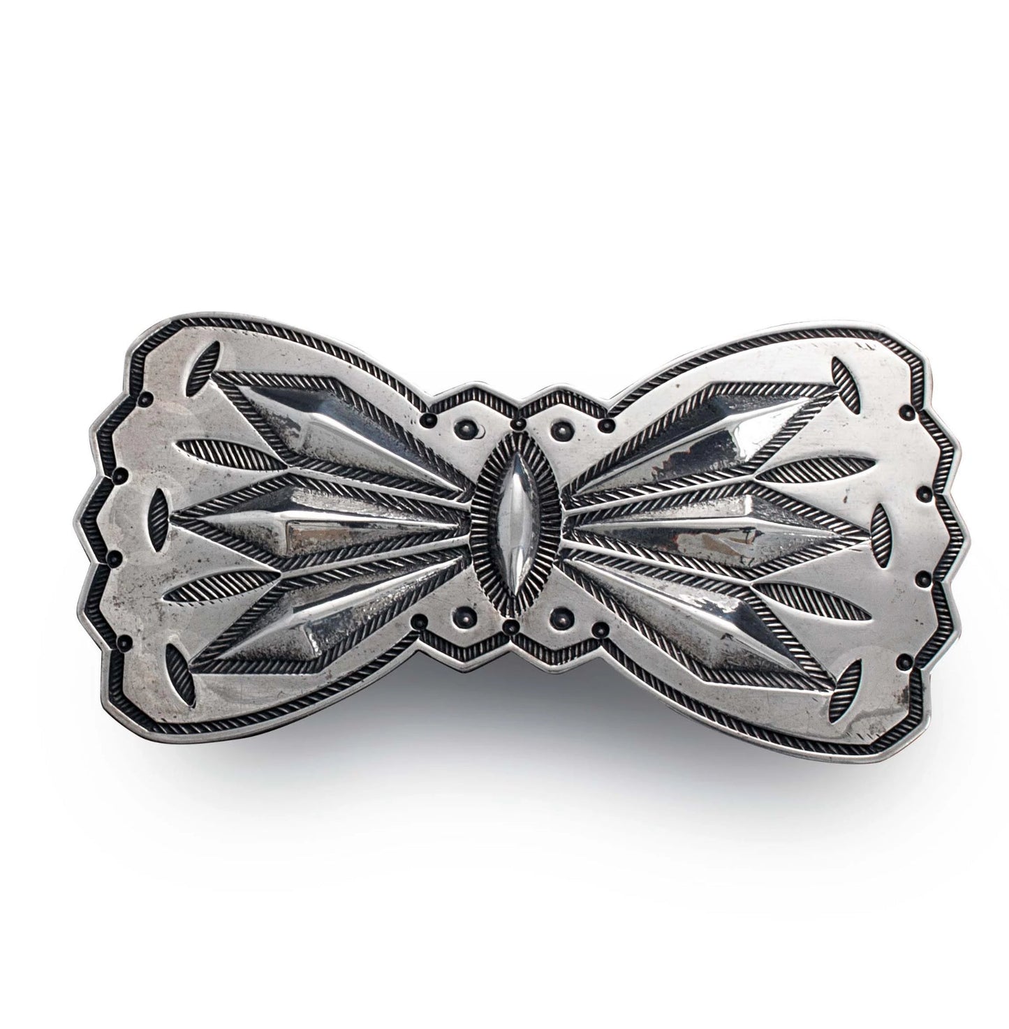 Navajo Silver Butterfly Brooch by McKee Platero - Turquoise & Tufa