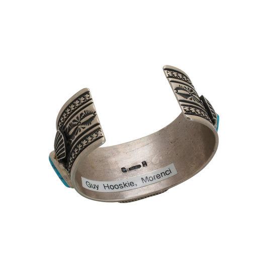 Navajo Turquoise Bracelet by Guy Hoskie Natural Morenci - Turquoise & Tufa