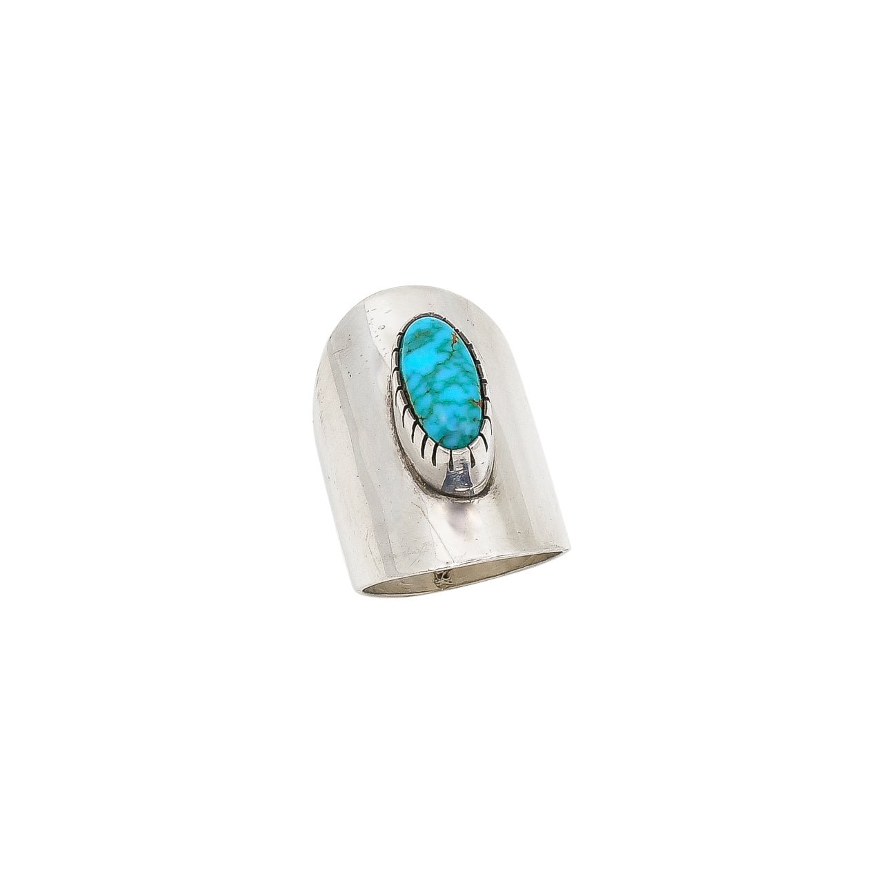 Navajo Wil Vandever Natural Turquoise Ring - Turquoise & Tufa
