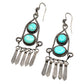 Old Navajo or Pueblo Turquoise Dangle Earrings With Twisted Wire - Turquoise & Tufa