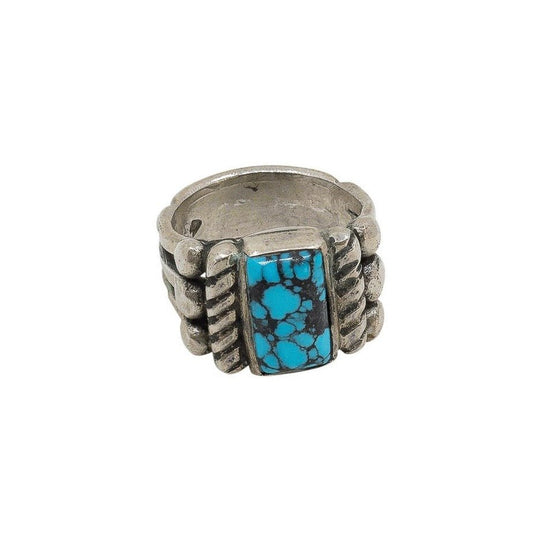 Old Style Turquoise Ring by Greg Lewis - Turquoise & Tufa