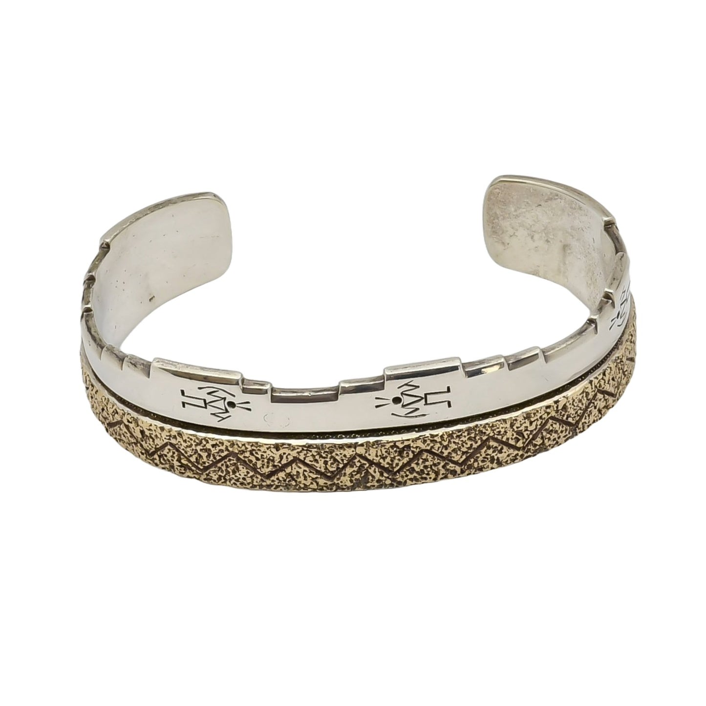 Original Roderick Tenorio Figural Bracelet of Silver and 14kt Gold - Turquoise & Tufa
