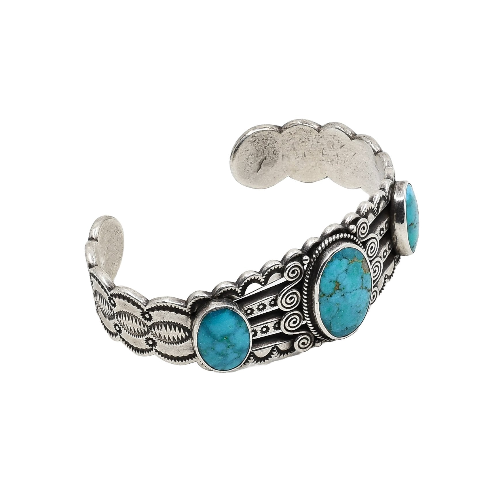 Perry Shorty Bracelet of Three Turquoise Stones - Turquoise & Tufa