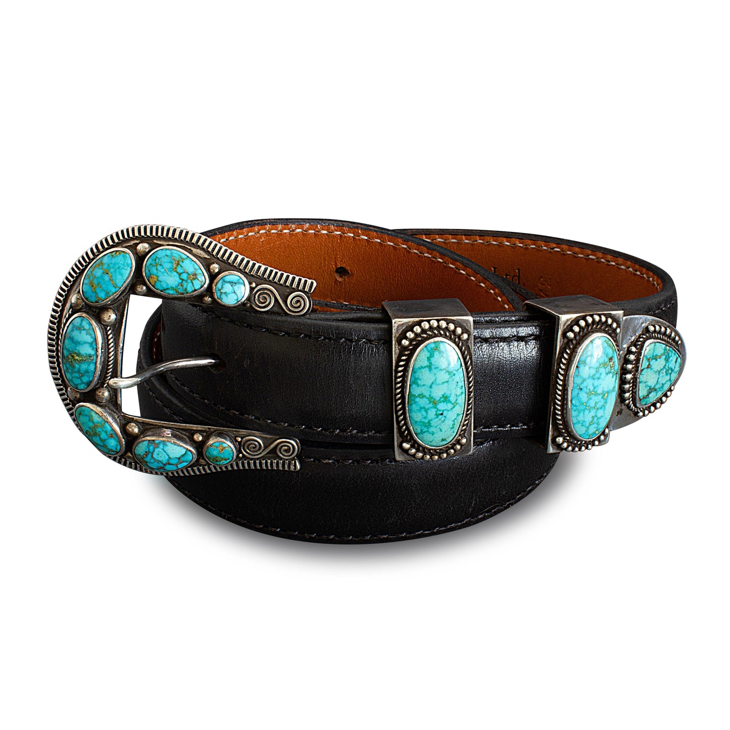 Perry Shorty Ranger Buckle Set With Natural #8 Turquoise - Turquoise & Tufa