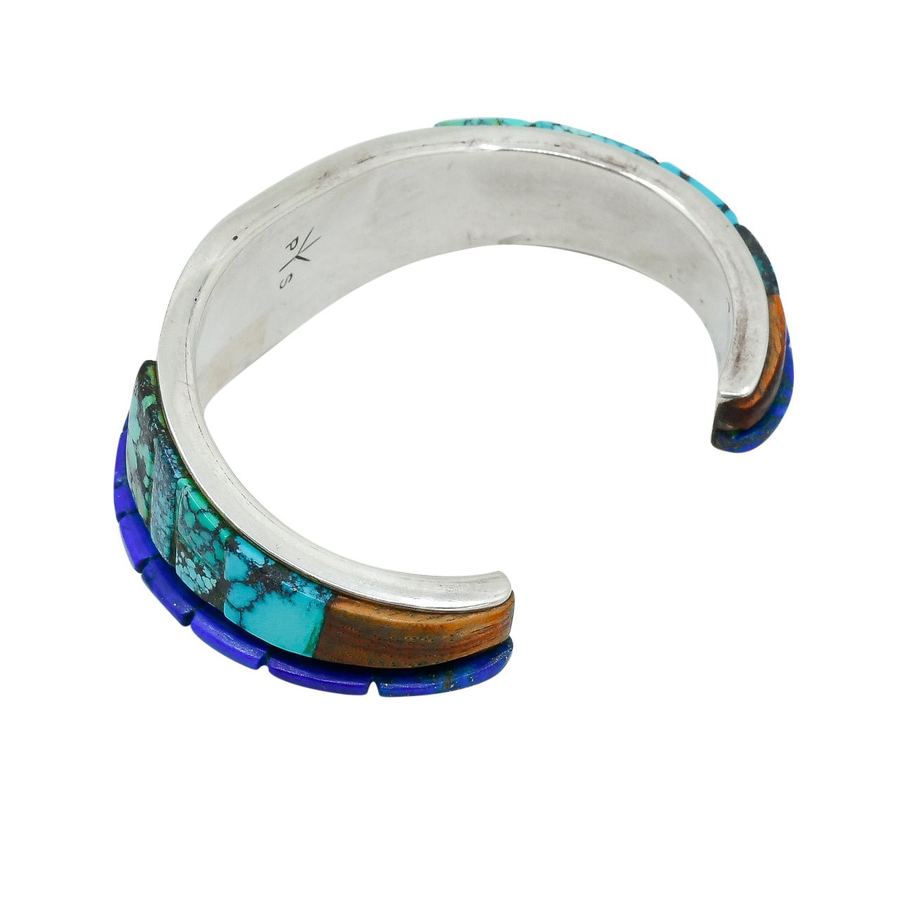 Phillip Sekaquaptewa Bracelet of Inlay Turquoise and Lapis - Turquoise & Tufa