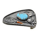 Preston Monongye Buckle of Turquoise and Coral With Leaf Motif - Turquoise & Tufa
