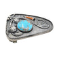 Preston Monongye Buckle of Turquoise and Coral With Leaf Motif - Turquoise & Tufa