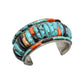Rare Vintage Kewa Bracelet of Stacked Height Inlay By Carlos Eagle - Turquoise & Tufa