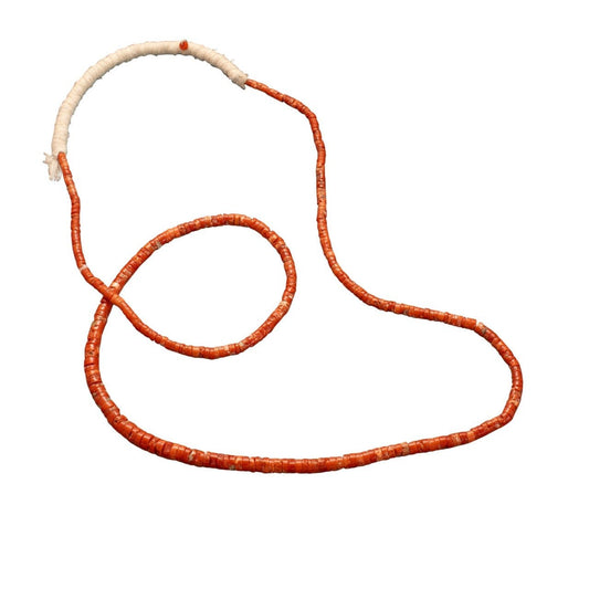 Ray Lovato Heishi Necklace of Natural Mediterranean Coral Beads - Turquoise & Tufa
