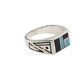 Ray Tracey Inlay Ring of Turquoise and Jet in Sterling Silver - Turquoise & Tufa