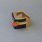 Ring of 18kt Gold With Seamless Black Jade Inlay By Richard Chavez - Turquoise & Tufa