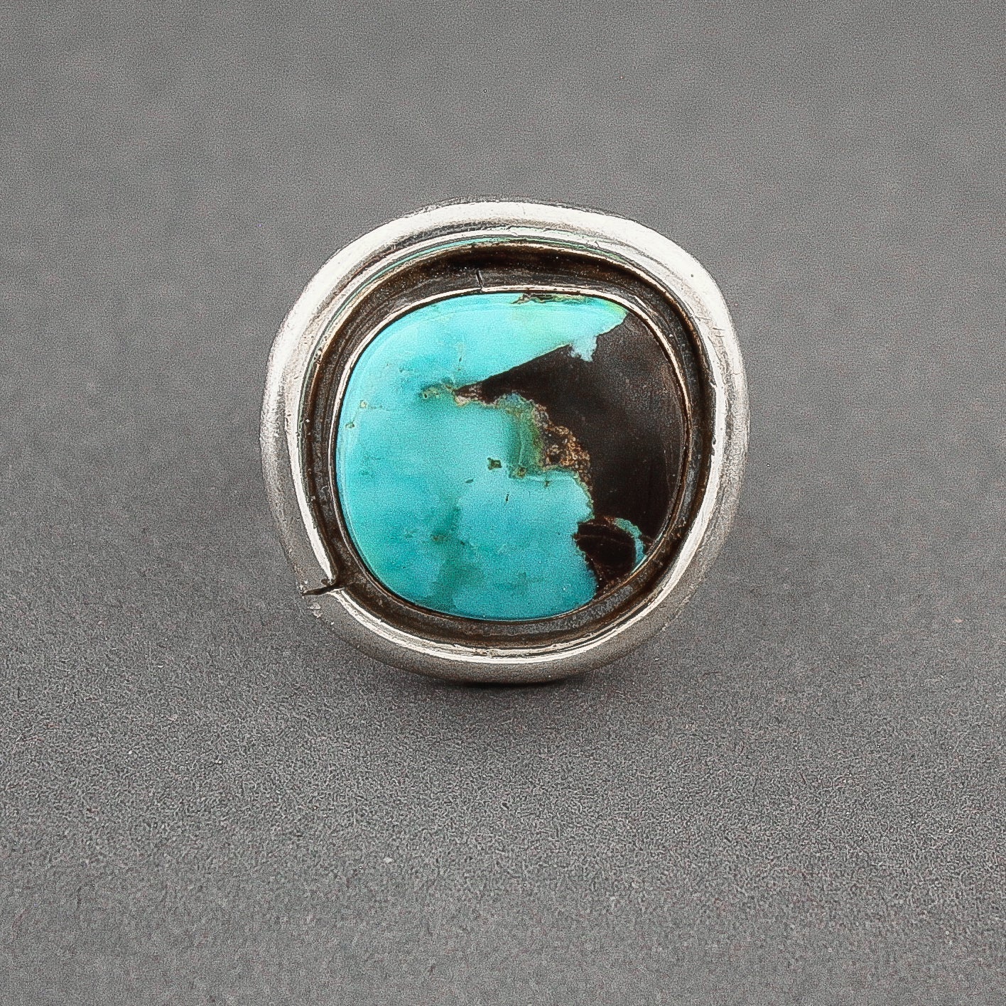 Silver and Turquoise Ring by Tony Aguilar - Turquoise & Tufa