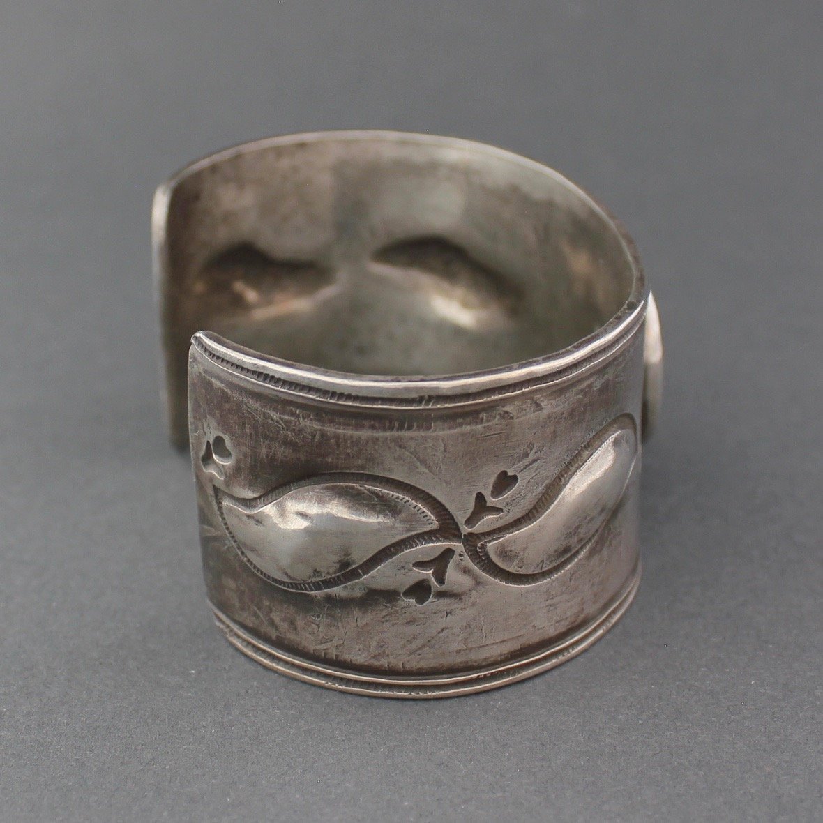 Silver Bracelet with Natural Turquoise and Horse Stamp by Greg