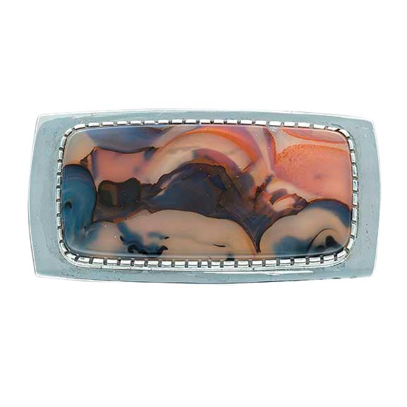 Silver Buckle of Picture Agate by Gail Bird and Yazzie Johnson - Turquoise & Tufa