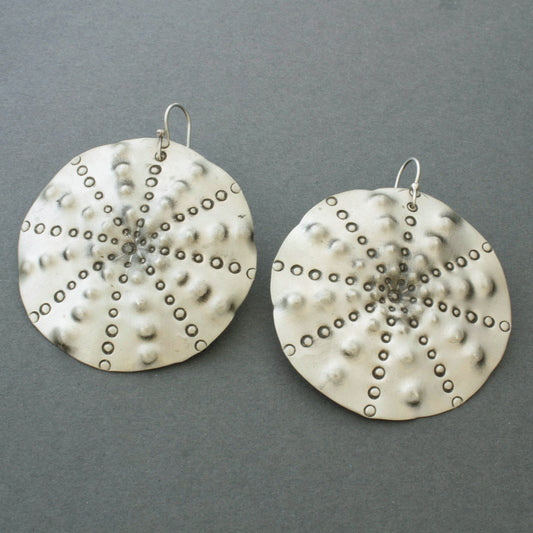 Silver Sea Urchin Earrings By Liz Wallace - Turquoise & Tufa