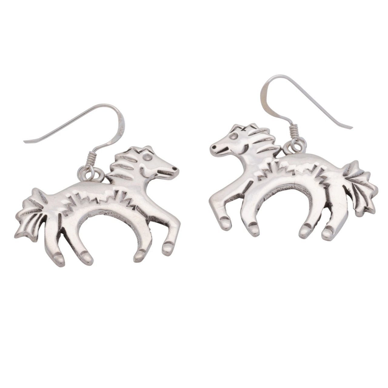 Sterling Silver Wild Horse Earrings by Allison Manuelito - Turquoise & Tufa
