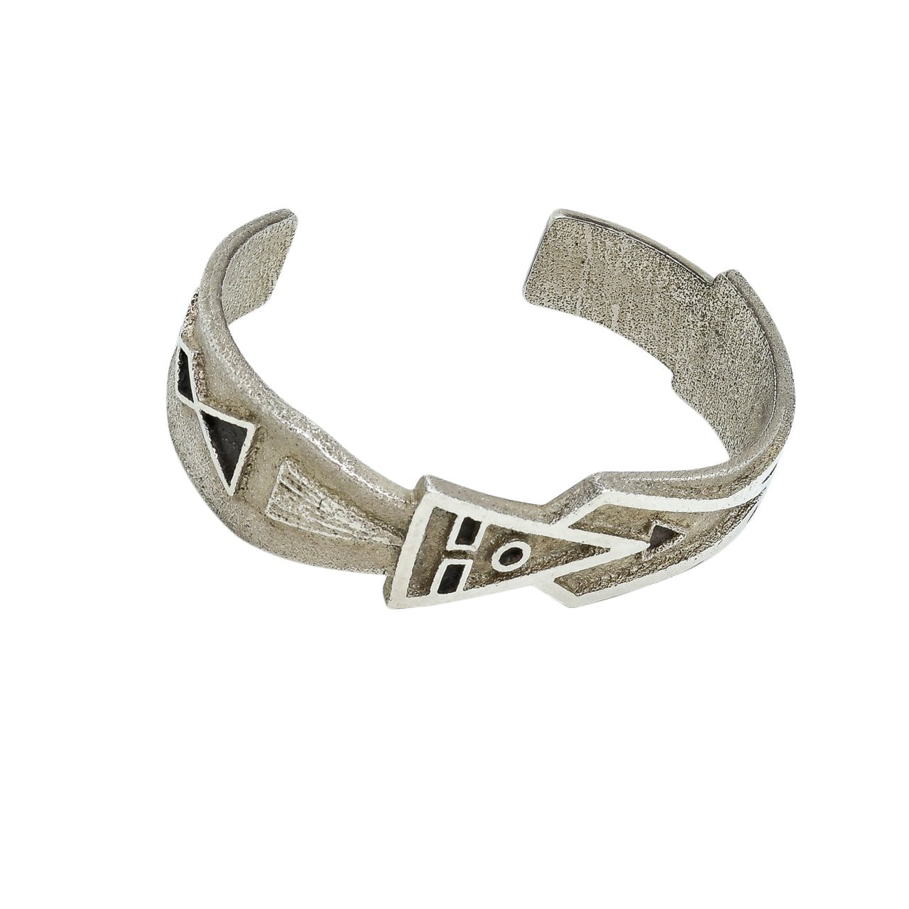Stylized Sterling Silver Yei Bracelet By Kee Nez - Turquoise & Tufa