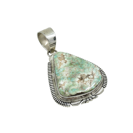 Thomas Francisco Pendant of Dry Creek Turquoise in Contemporary Silver Setting - Turquoise & Tufa
