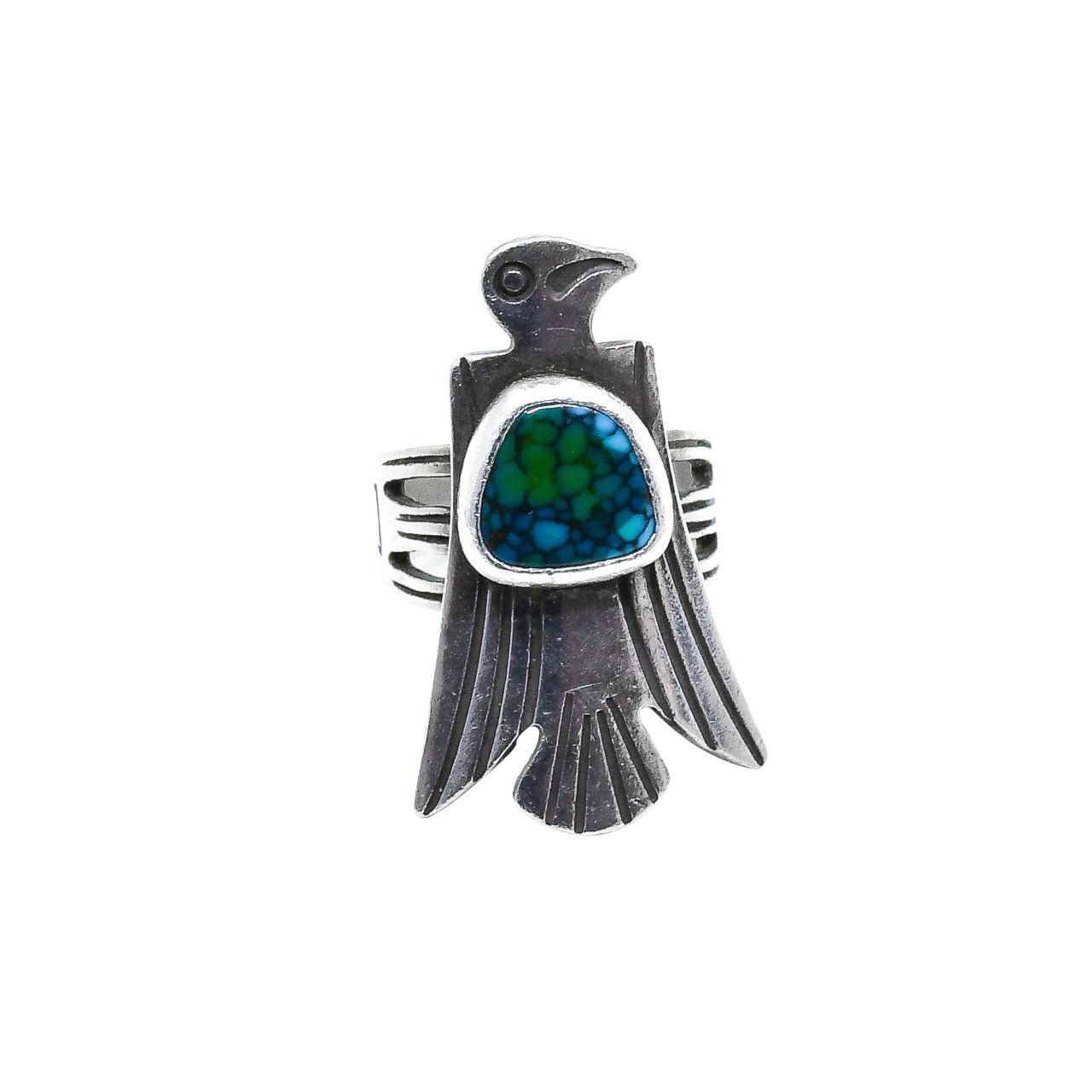 Thunderbird Ring With Turquoise by Jennifer Jesse Smith - Turquoise & Tufa
